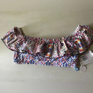 Bleu Rod Beattie Off Shoulder Ruffle Bikini Top Multicolor Size 6 NWT